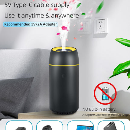 Car Diffuser for Essential Oils - Portable 100ml USB-C Ultrasonic Aromatherapy Diffuser with Colorful Lights (Black)