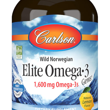Carlson Elite Omega-3 Gems Lemon 1600 mg | Wild-Caught Norwegian Fish Oil, 240 Softgels