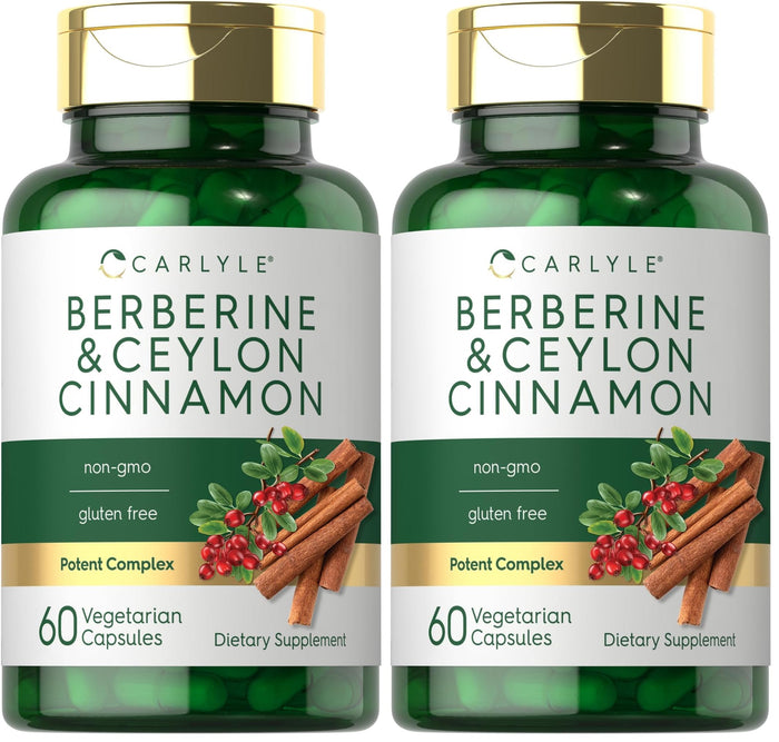 Carlyle Berberine with Ceylon Cinnamon 2000mg | 60 Capsules | Vegetarian, Non-GMO, Gluten Free (Pack of 2)