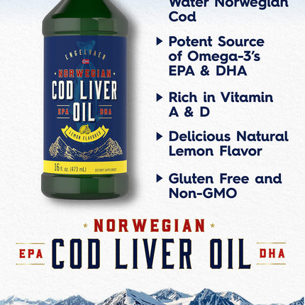 Carlyle Cod Liver Oil Liquid Lemon | 16 oz x3 Bottles | Norwegian, Gluten Free, Non-GMO