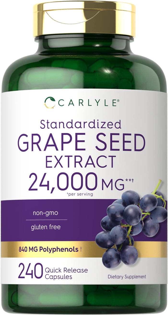 Carlyle Grape Seed Extract 24,000 mg Equivalent - 240 Capsules | Non-GMO, Gluten Free