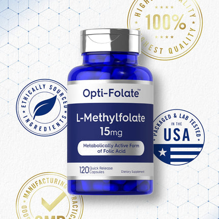 Carlyle L-Methylfolate 15mg - 120 Capsules | Non-GMO, Gluten Free | Opti-Folate