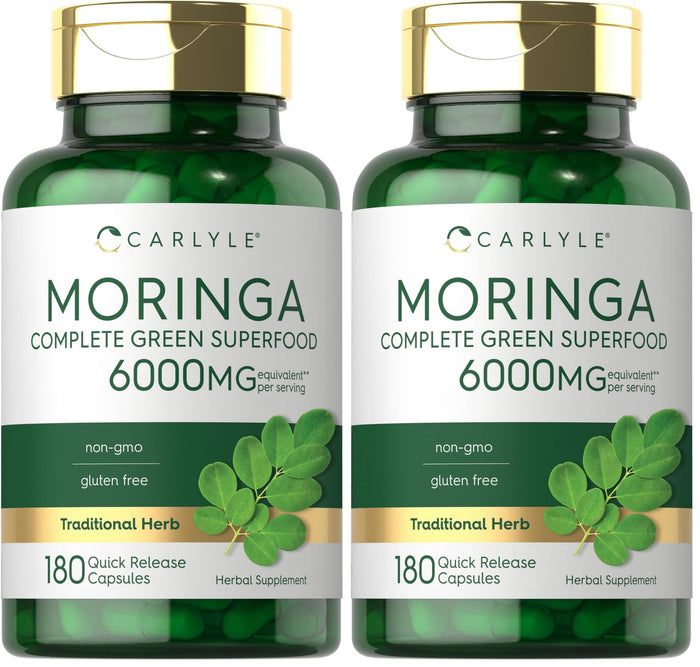 Carlyle Moringa Oleifera 180 Capsules – Non-GMO, Gluten Free Green Superfood (Pack of 2)