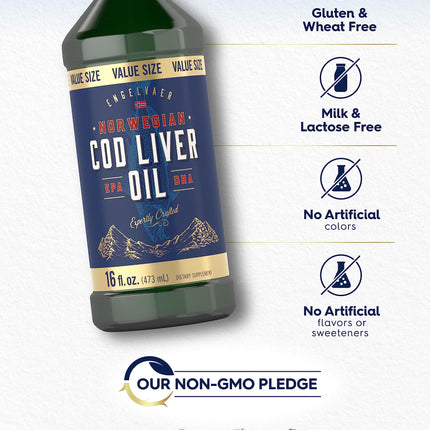 Carlyle Norwegian Cod Liver Oil - 16oz x3 Pack | Unflavored Liquid | Non-GMO & Gluten Free