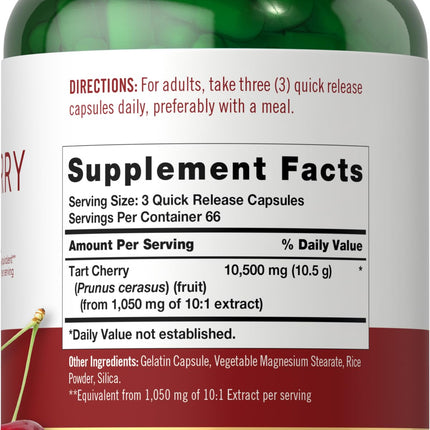 Carlyle Tart Cherry Capsules – 10,500mg, Pack of 2 | Non-GMO, Gluten Free | Tart Cherry Juice Extract