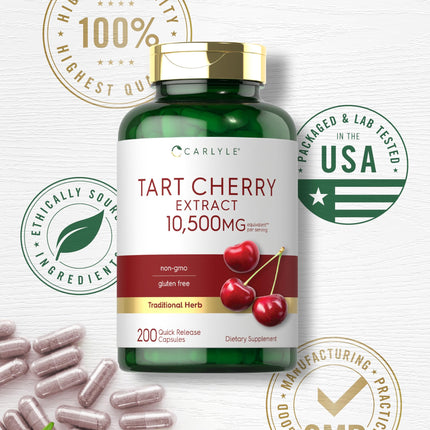 Carlyle Tart Cherry Capsules – 10,500mg, Pack of 2 | Non-GMO, Gluten Free | Tart Cherry Juice Extract