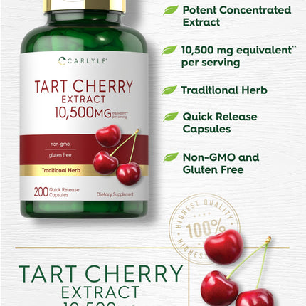 Carlyle Tart Cherry Capsules – 10,500mg, Pack of 2 | Non-GMO, Gluten Free | Tart Cherry Juice Extract