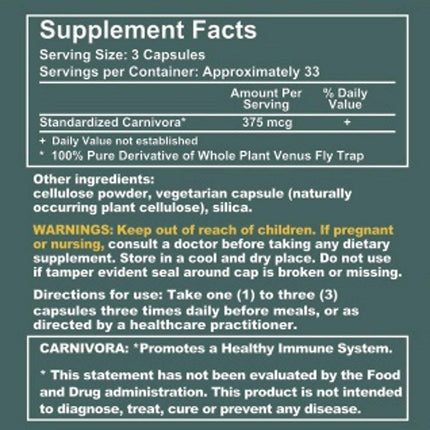 Carnivora Vegi-Caps - Gluten Free, Vegan Capsules for Immune Support (100 Capsules)
