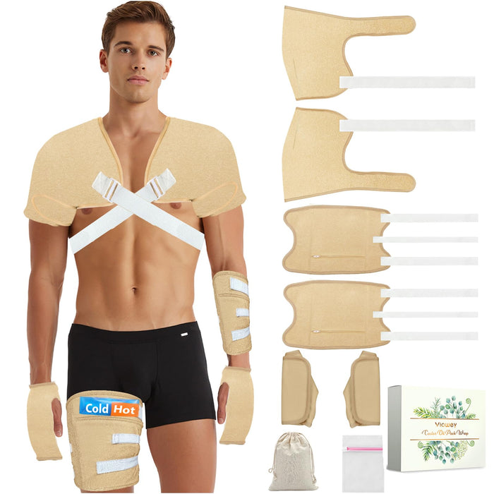 Castor Oil Pack Wrap for Men – 8pc Reusable Set, Plus Size, Machine Washable