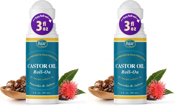 Baar Products Castor Oil Roll-On 3 oz – Pack of 2 | Health & Beauty