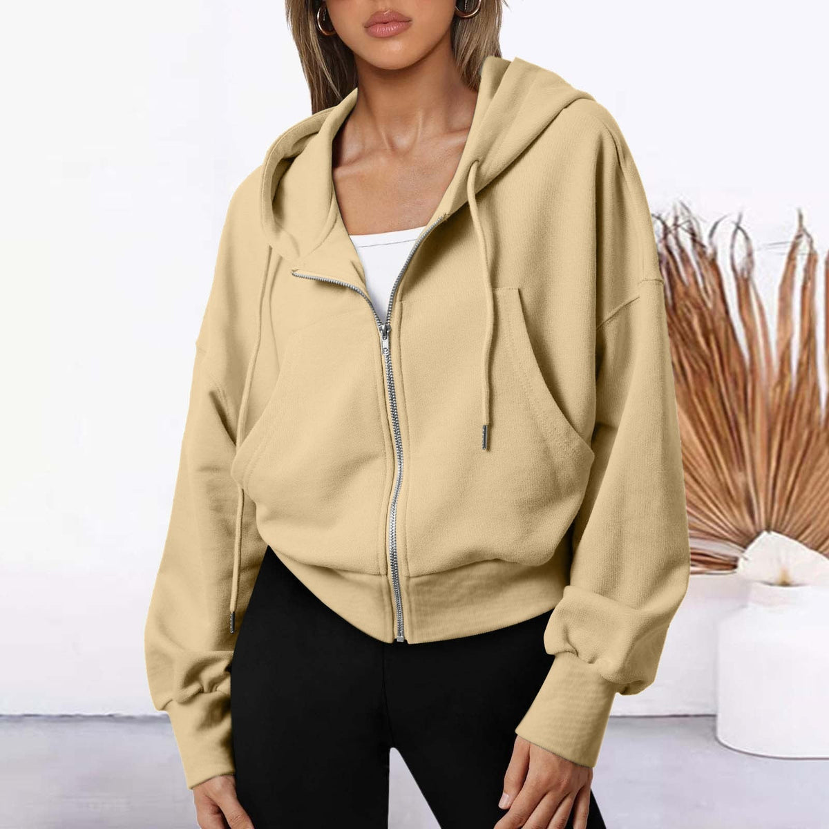 Zipper Long Sleeve Casual Sports Fashion Short Sweater