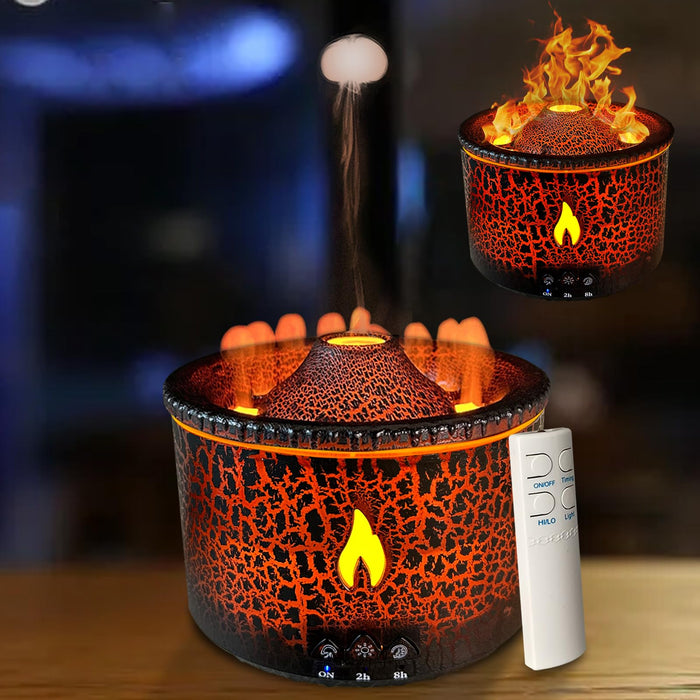 Cechlicht Volcano Diffuser 300ml – Flame & Volcano Mist Mode, Remote, Auto Shut-Off, 2 Colors | Essential Oil Diffuser