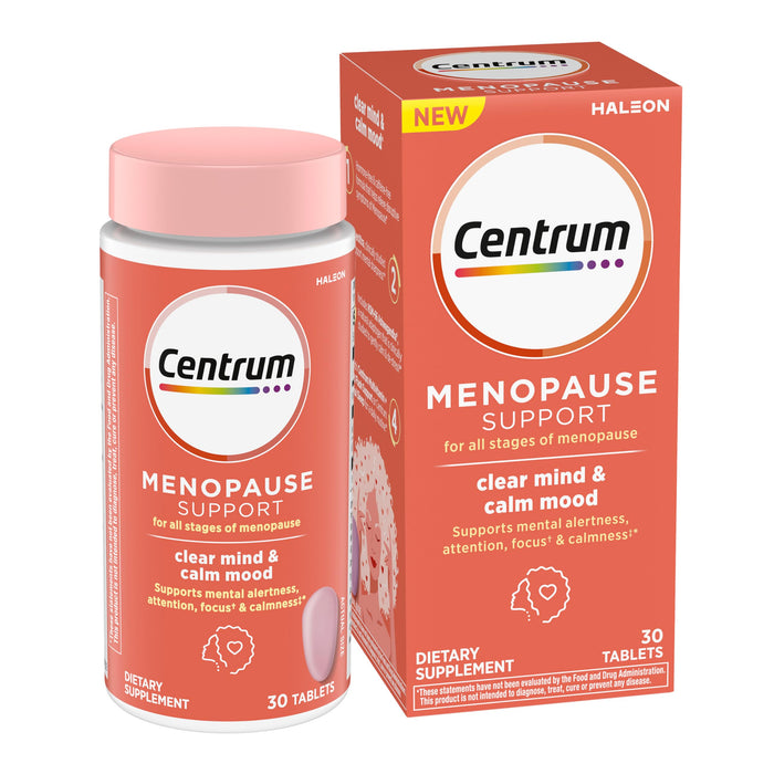 Centrum Clear Mind & Calm Mood Menopause Support Tablets – EnXtra & KSM-66, 30 Count