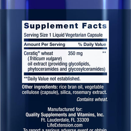 Life Extension Skin Restoring Ceramides - 50 Veg Capsules | Vegetarian Phytoceramide Supplement