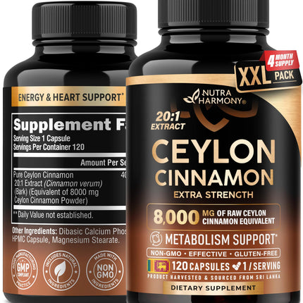 Ceylon Cinnamon Capsules - Extra Strength - 120 Caps - USA Made