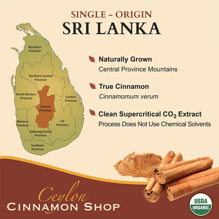 Ceylon Cinnamon Shop CinnaGuard Organic Cinnamon 2500mg – Extra Strength, 120 Count