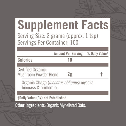 OM MUSHROOM SUPERFOOD Chaga Powder – 7.05 oz, 100 Servings, Organic