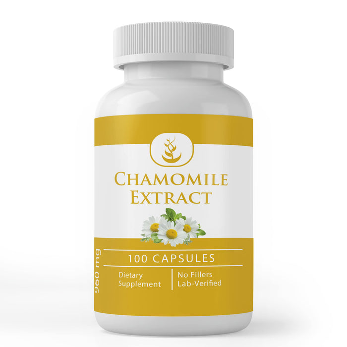 Pure Chamomile Extract Capsules (100 Count) – No Additives, Lab Verified