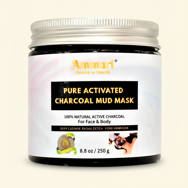Activated Charcoal Mud Mask for Deep Cleansing Face & Body | Ammuri