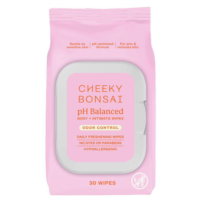 Cheeky Bonsai pH Balanced Feminine Wipes – Odor Control, Sensitive-Skin Friendly (30 Count)