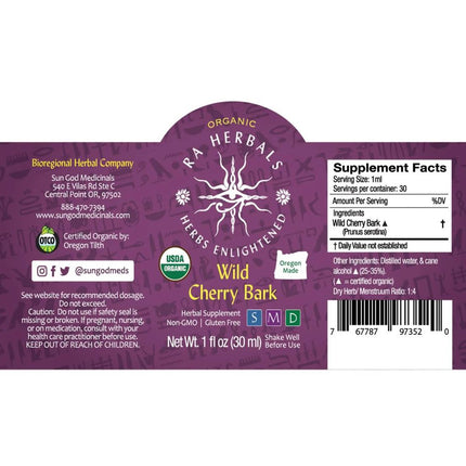 Organic Wild Cherry Bark Tincture - COUGHS, COLDS & CHEST INFECTIONS