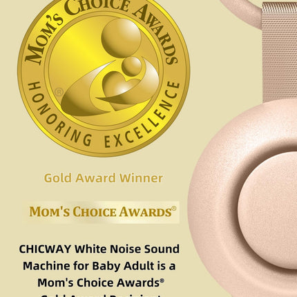 CHICWAY 2025 Mom's Choice Award Portable White Noise Machine – AI Cry Detection, 18 Soothing Sounds, Pink