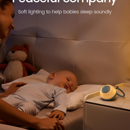CHICWAY Portable White Noise Machine with AI Cry Detection – 18 Soothing Sounds, Night Light & Bluetooth Rechargeable (Cyan)