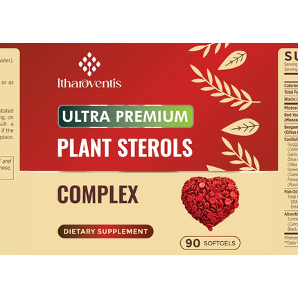 Itharoventis Cholesterol Supplements with Plant Sterols, Niacin, Red Yeast Rice, Bergamot, Omega-3 & Garlic – Advanced Absorption Formula – 180 Softgels