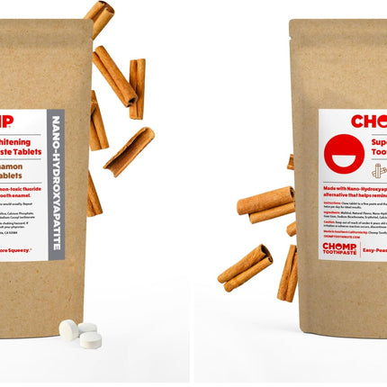 Chomp Cinnamon Toothpaste Tablets with Nano Hydroxyapatite – Refill Pack 2