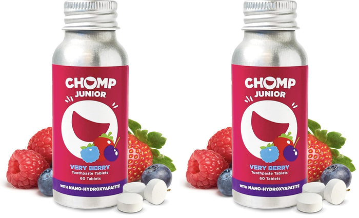 Chomp Junior Very Berry Toothpaste Tablets – Nano Hydroxyapatite (Pack of 2)