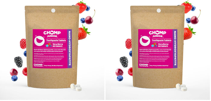 Chomp Junior Very Berry Toothpaste Tablets – Nano Hydroxyapatite Refill Pack (2)