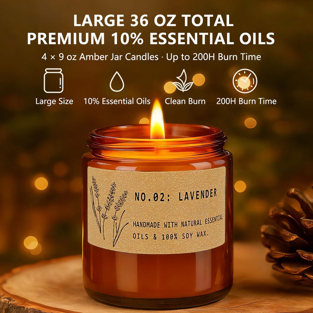 Christmas Candle Gifts for Women – 36 oz Scented Soy Candle Gift Set (4-Pack)