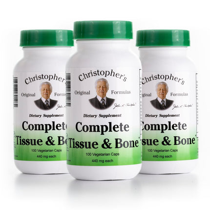 Christopher's Original Formulas Complete Tissue & Bone Formula – 100 VCaps | Herbal Support for Bones & Connective Tissue - Pack of 3