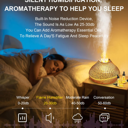 CJC Essential Oil Volcano Diffuser – LED Flame, 7-Color Lights, Quiet Mist, Auto-Off, 160ml with 4 Oils