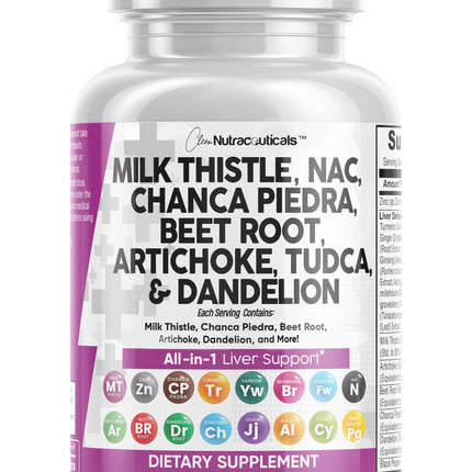 Milk Thistle Liver Detox with NAC, TUDCA & Beet Root | Clean Nutra 60 Count