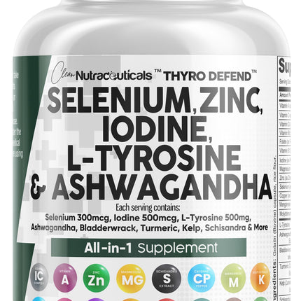 Clean Nutra Thyroid Support: Selenium, Iodine & Zinc | L-Tyrosine, Ashwagandha