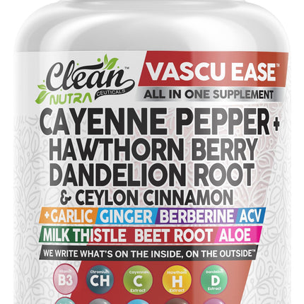 Clean Nutra Vascu Ease Cayenne Pepper Capsules – Digestive & Immune Support