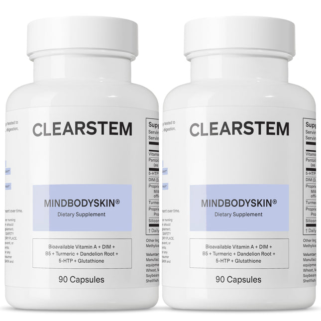 CLEARSTEM MINDBODYSKIN Hormonal Acne Supplement – DIM, Antioxidants, Gluten Free, 180 Capsules