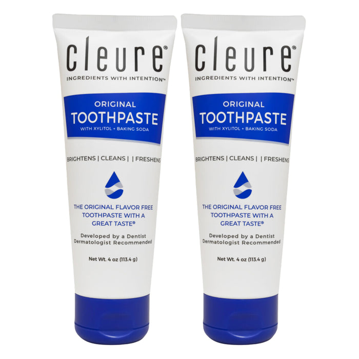Cleure Original No Fluoride Toothpaste – SLS Free, Mint Free, Xylitol (4oz x2)