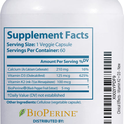 Clinical Effects Vitamin K2 + D3 | Max Absorption Bone & Heart Support | 3 Pack | Made in USA