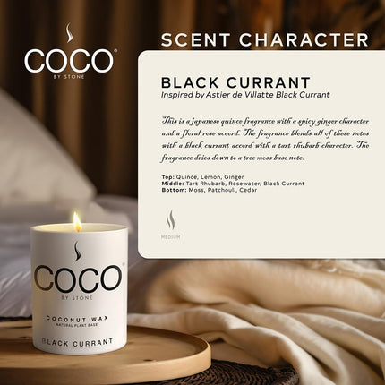 COCO by Stone 6.5oz Candle – Coconut Apricot Wax, Black Currant, Clean Burn, Hand-Poured, Vegan & Cruelty-Free