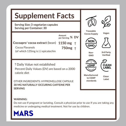 CocoaVia Memory+ Brain Supplement – 750 mg Cocoa Flavanols, Plant-Based & Sugar Free