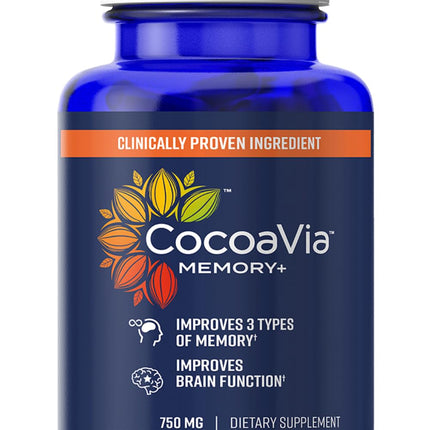CocoaVia Memory+ Brain Supplement – 750 mg Cocoa Flavanols, Plant-Based & Sugar Free