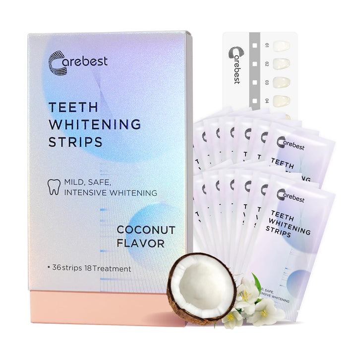 Coconut Whitening Strips – Enamel Safe, Non-Slip (18 Treatments)