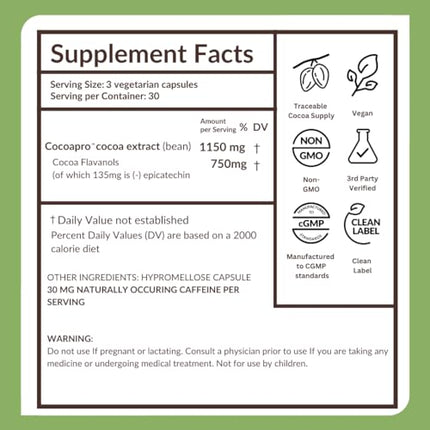CocoaVia Memory+ Brain Supplement - 90 Day, 750 mg Cocoa Flavanols, Vegan & Gluten Free, 3-Pack