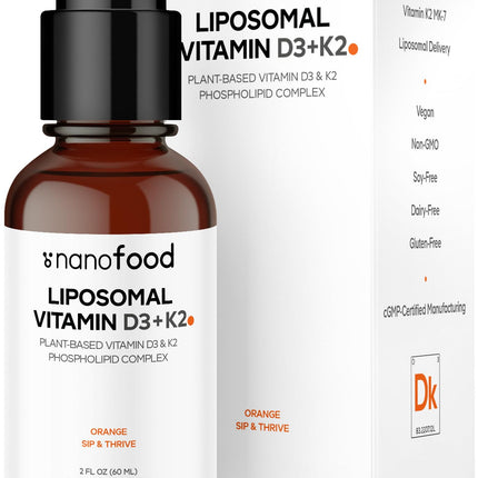 Codeage Liposomal Vitamin D3 K2 Liquid – Vegan, Non-GMO, 2 fl oz
