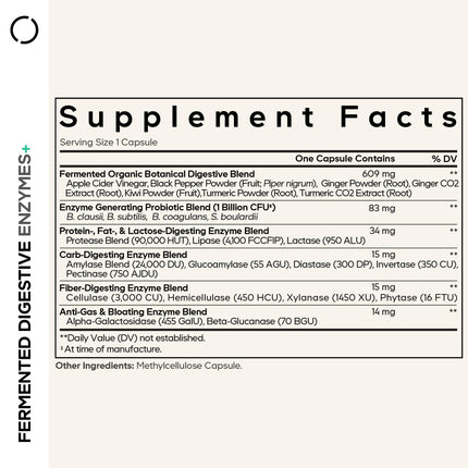 Codeage Fermented Digestive Enzymes - 3-Month Supply (90 Capsules) with Probiotics & Botanicals