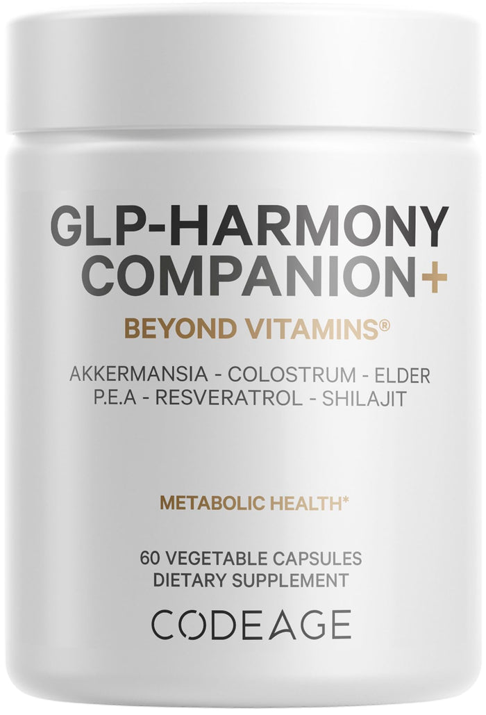 Codeage GLP-Harmony Companion+ GLP-1 Support - Lion's Mane, Colostrum, Shilajit - 60 Capsules - Non-GMO