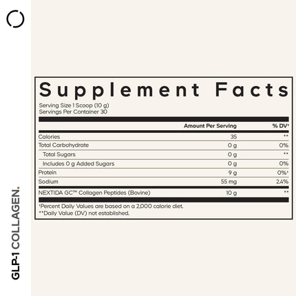 Codeage GLP-1 Collagen Powder – Nextida GC, Hydrolyzed Type I & III, Grass-Fed, Unflavored – 10.58 oz