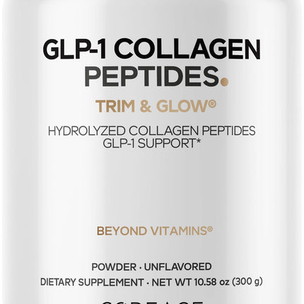 Codeage GLP-1 Collagen Powder – Nextida GC, Hydrolyzed Type I & III, Grass-Fed, Unflavored – 10.58 oz